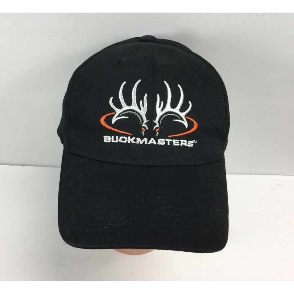 BUCKMASTERS Hat Deer Hunting Black Strap Graphic Logo back One Size Baseball Cap
